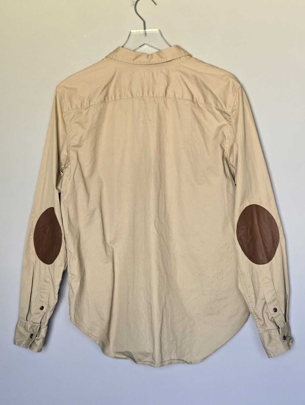 Lauren Ralph Lauren Black Label Khaki Western Safari Button-Down Leather Elbow - Picture 3 of 9